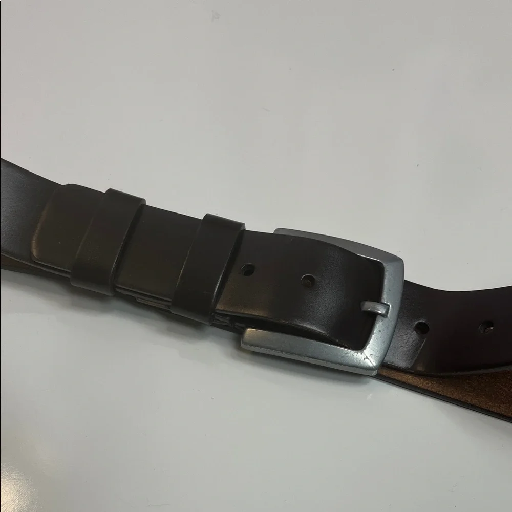 Brown Leather Belt with Silver Buckle